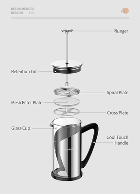 Bez BPA 34 uncji French Press 4-warstwowy filtr 1000 ml ze stali nierdzewnej