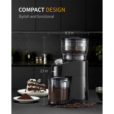 Niebieski LED Light Burr Stożkowy młynek 2 do 12 filiżanek Blokada bezpieczeństwa Office Espresso Machine