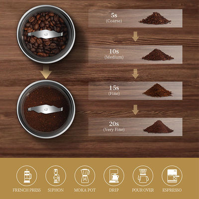 Ekspres do kawy espresso z przezroczystą pokrywką SS304 Filiżanka kawy Ziarna kawy Płaski młynek do kawy z zadziorami